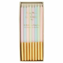 Meri Meri Bougies pastel et dorées Ladurée - Set de 16|Enfant Décoration De Fête