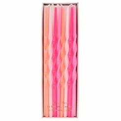 Hot Meri Meri Bougies torsadées - Set de 16 | Rose