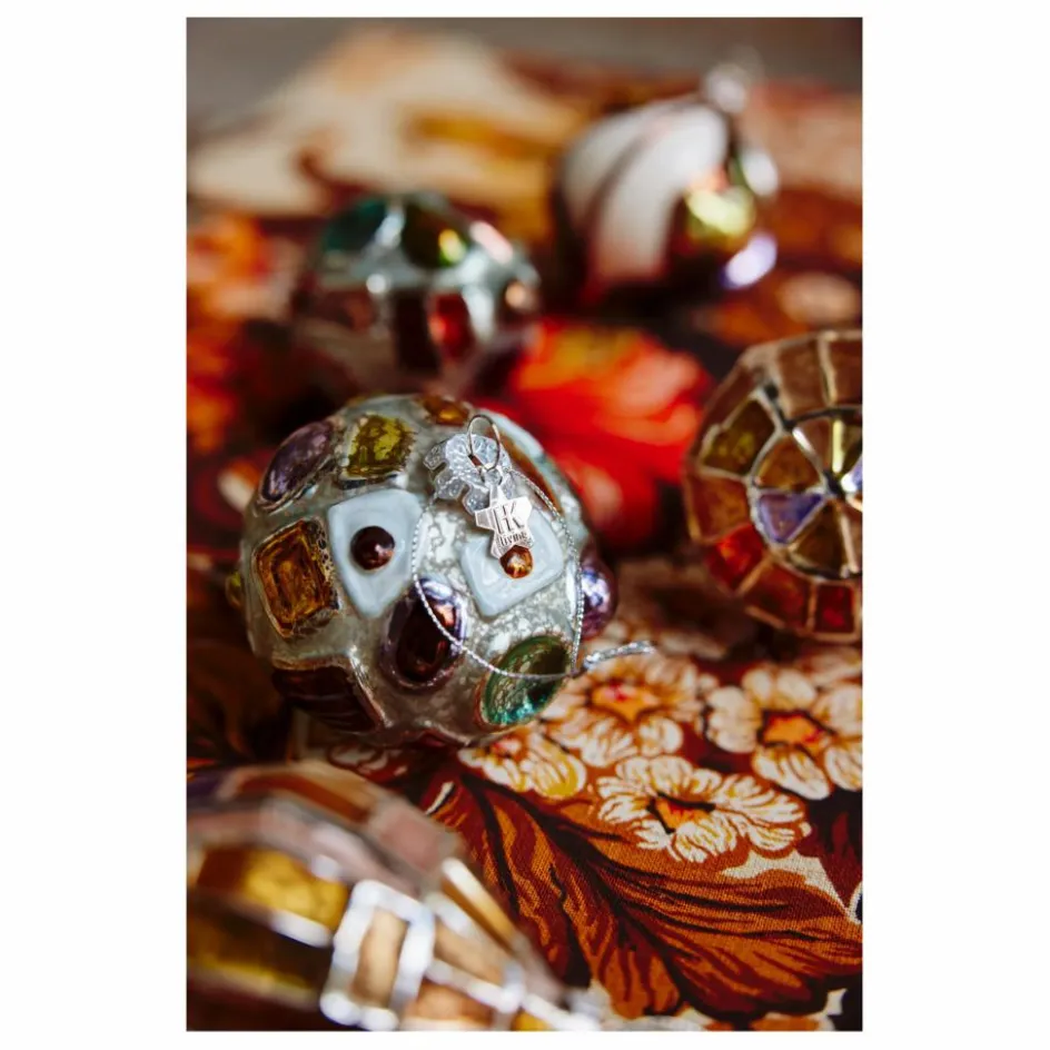 Enfant HKliving Décoration De Fête*Boule de Noël bijoux ronde en verre