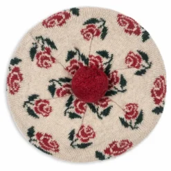 Sale Konges Sløjd Béret Belou Roses Coton Bio | Ecru