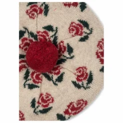 Sale Konges Sløjd Béret Belou Roses Coton Bio | Ecru