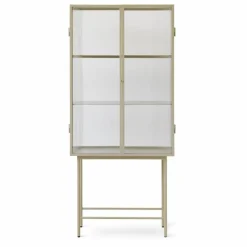 Clearance Ferm Living Buffet Haze, en verre strié et métal | Beige