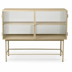Outlet Ferm Living Buffet Haze, en verre strié et métal | Beige