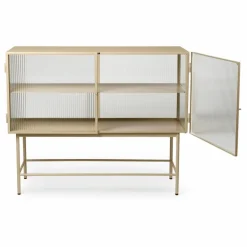 Outlet Ferm Living Buffet Haze, en verre strié et métal | Beige