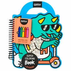 Omy Cahier de coloriage avec stickers Dino| Loisirs Créatifs
