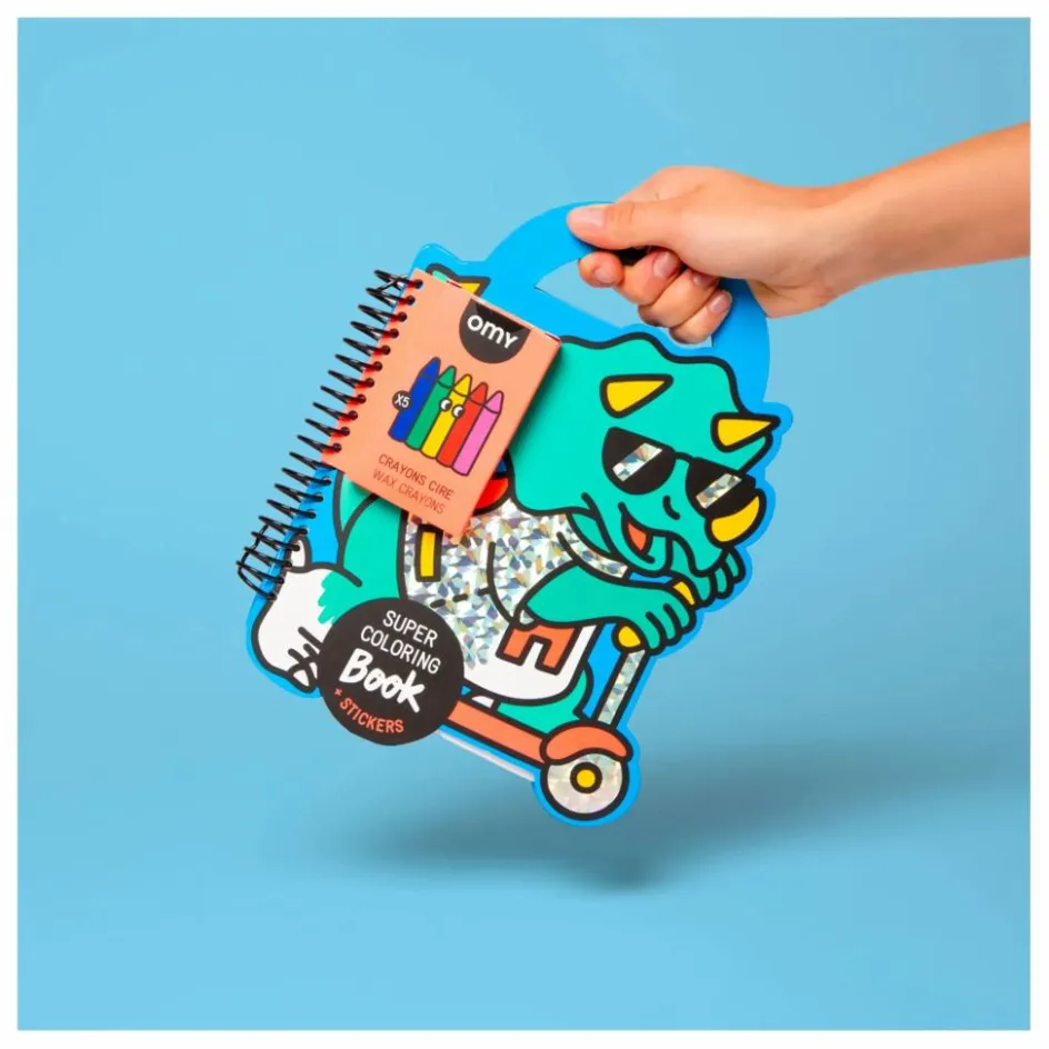 Omy Cahier de coloriage avec stickers Dino| Loisirs Créatifs