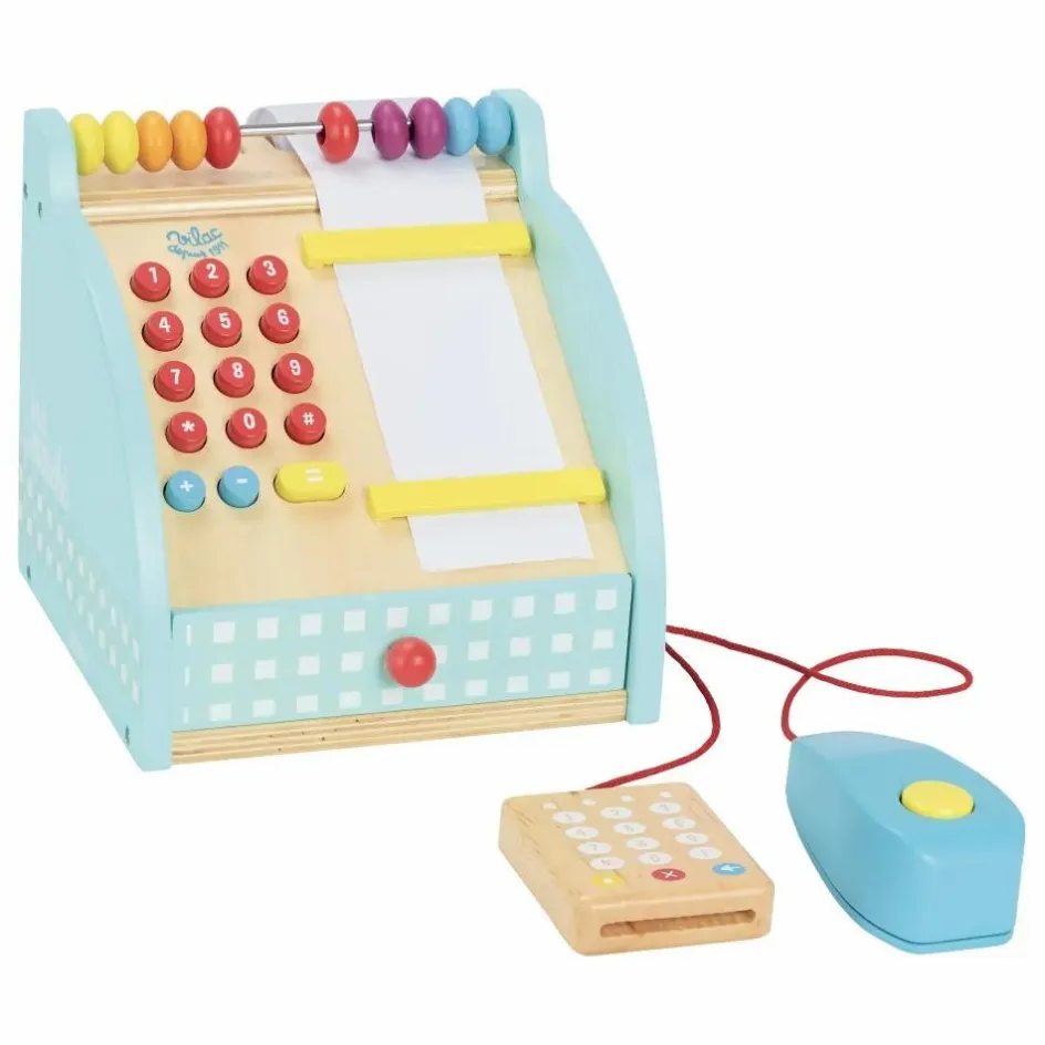 Discount Vilac Caisse enregistreuse en bois et ses accessoires Multicolore