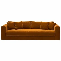 Clearance Panac Edition Canapé 3 places Bellechasse light en velours gratté - 240 cm | Cognac