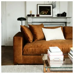 Clearance Panac Edition Canapé 3 places Bellechasse light en velours gratté - 240 cm | Cognac