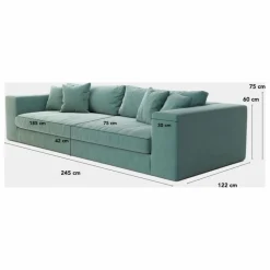 Sale Panac Edition Canapé 3 places Bellechasse en velours brut - 245 cm | Bleu marine