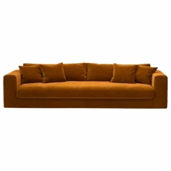 New Panac Edition Canapé 4 places Bellechasse light en velours gratté - 260 cm | Cognac