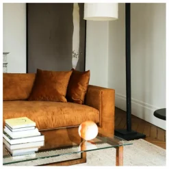 New Panac Edition Canapé 4 places Bellechasse light en velours gratté - 260 cm | Cognac
