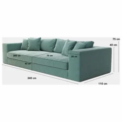 Sale Panac Edition Canapé 3 places Bellechasse light en velours brut - 240 cm | Bleu marine