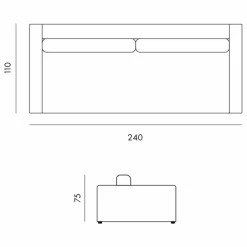 Best Panac Edition Canapé 3 places Bellechasse light en velours brut - 240 cm | Vert mousse