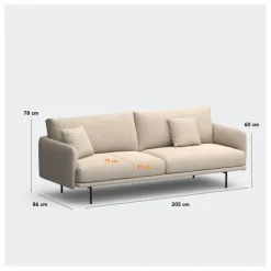 Panac Edition Canapé 3 places Isly en bouclette - 205 cm | Off-White