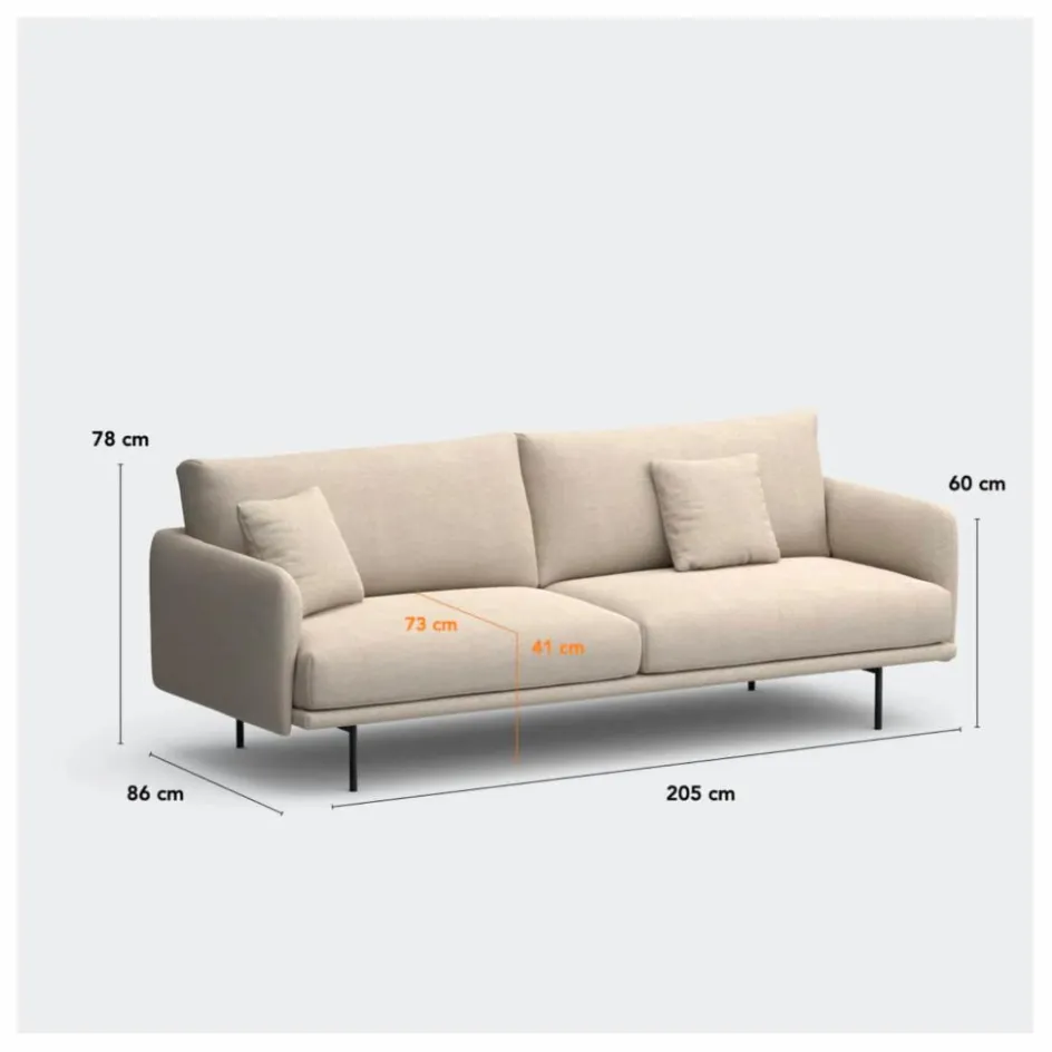 Panac Edition Canapé 3 places Isly en velours gratté - 205 cm || Canapés, Fauteuils
