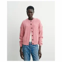 Outlet Bompard Cardigan Ample Maxi Torsades Cachemire | Rose bonbon