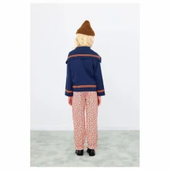 Outlet Tinycottons Cardigan Col Carré Rayé Laine | Bleu marine