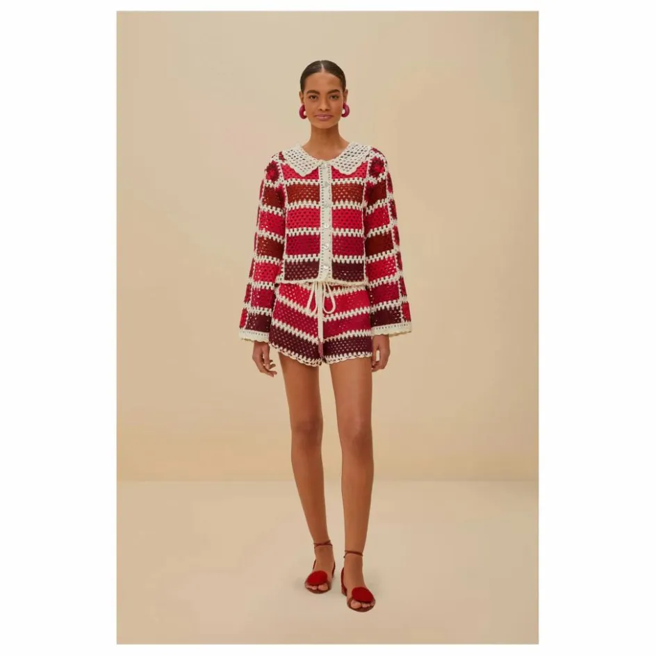 Farm Rio Cardigan Colorful Crochet Tiles ||Femme Pulls, Gilets