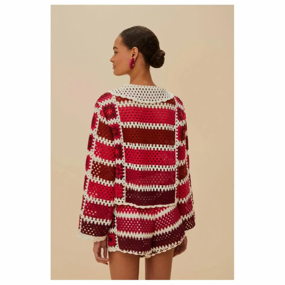 Farm Rio Cardigan Colorful Crochet Tiles ||Femme Pulls, Gilets