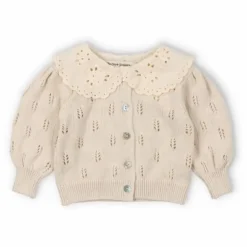 the new society Cardigan Fleurs Col Dentelle Marina Baby Coton Bio || Pulls, Gilets