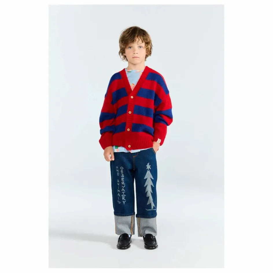 Clearance The Animals Observatory Cardigan Racoon Coton Bio | Rouge