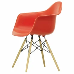 Outlet Vitra Chaise DAW - piétement érable - Charles & Ray Eames | Rouge coquelicot
