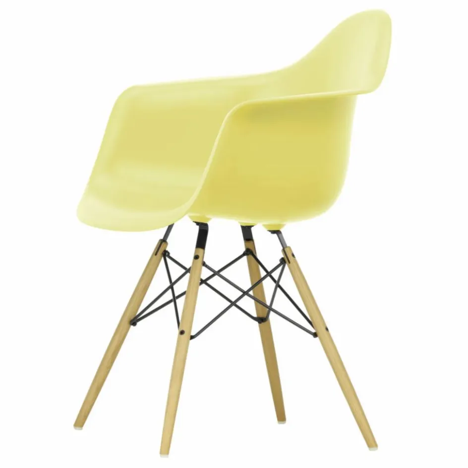 New Vitra Chaise DAW - piétement érable - Charles & Ray Eames | Jaune citron