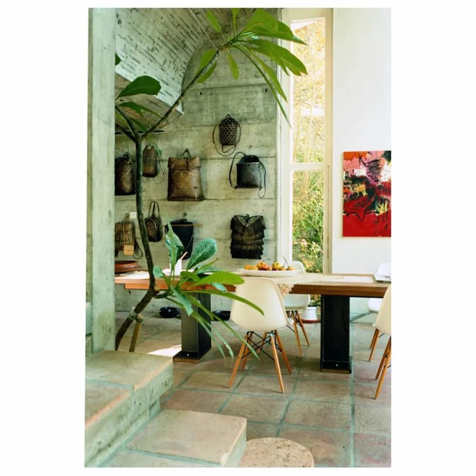 Best Vitra Chaise DSW plastic - piètement érable - Charles & Ray Eames | Blanc