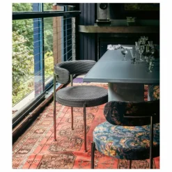 Discount The Socialite Family Chaise Libera en tissu rayé | Bleu nuit