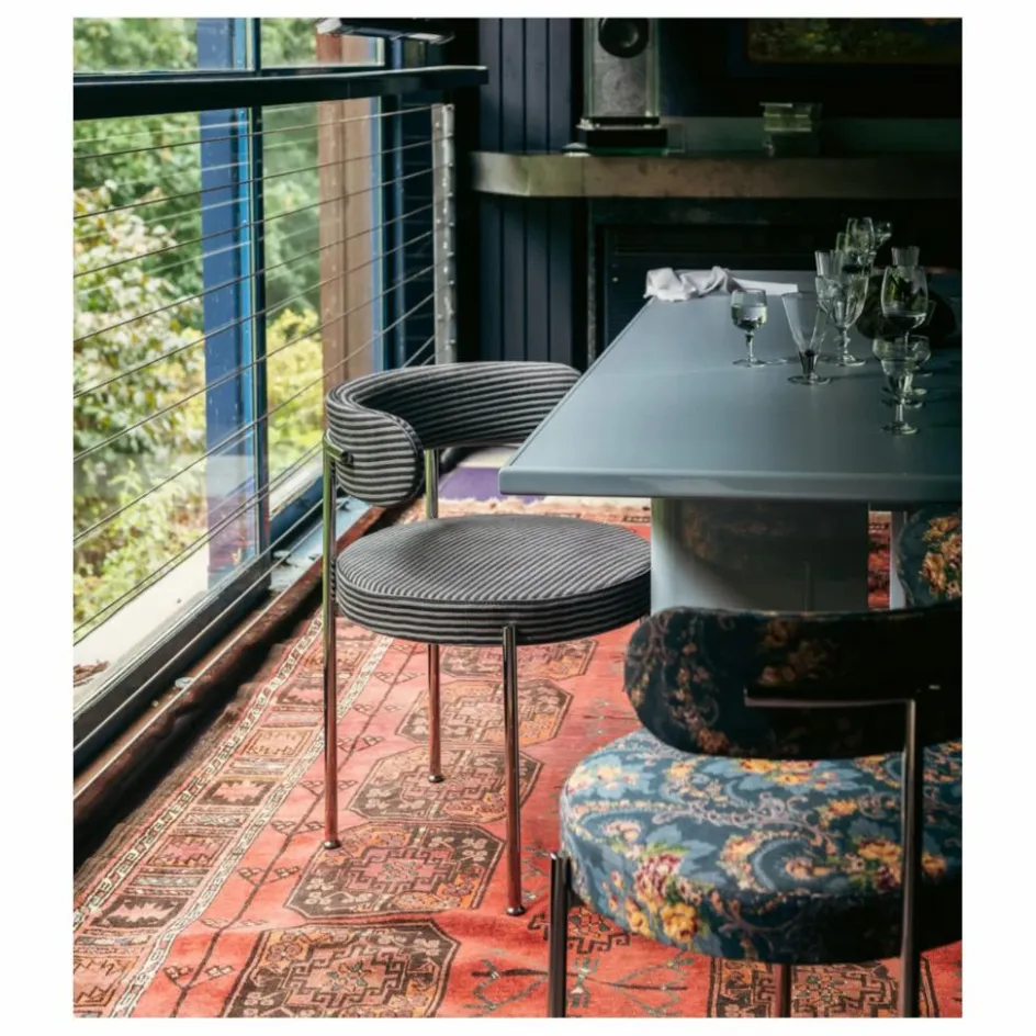 Discount The Socialite Family Chaise Libera en tissu rayé | Bleu nuit