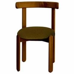 Discount Gabrielle Paris Chaise Lilas en bois finition Teck, assise en bouclette | Ambre