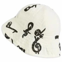 Discount Mini Rodini Chapeau Notes Coton Bio | Blanc