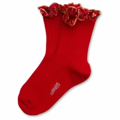 Best Collégien Chaussettes Anémone Fleuries | Rouge