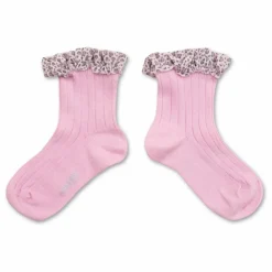 Online Collégien Chaussettes Léa Cœurs | Rose tendre