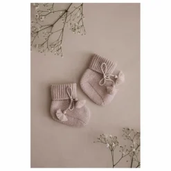 Sale Gentil Coquelicot Chaussons en tricot et pochon brodé | Gris perle