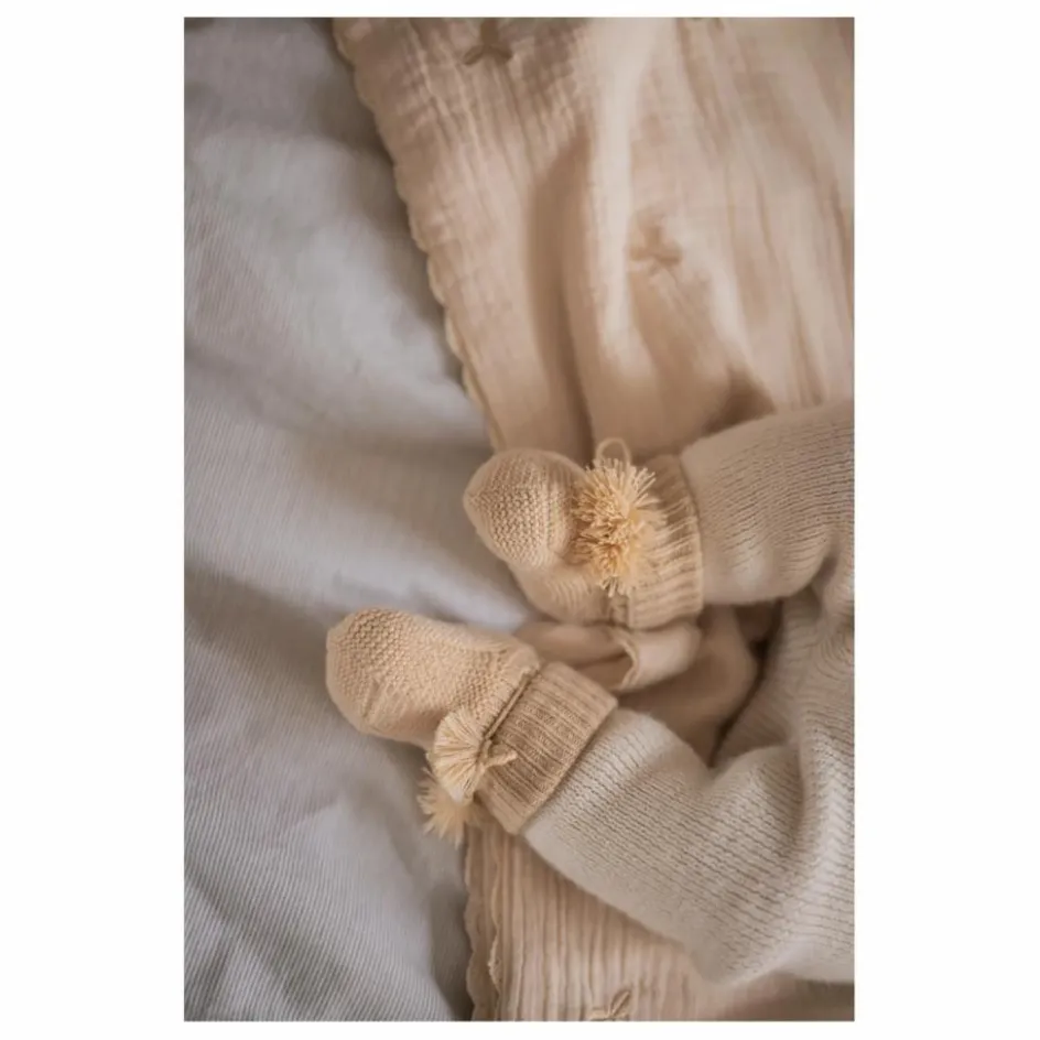 Gentil Coquelicot Chaussons*Chaussons en tricot et pochon brodé |