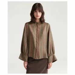 Momoni Chemise Arles Imprimée Soie | Marron