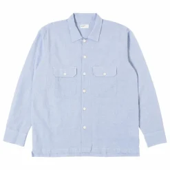 Discount Universal Works Chemise Utility Seersucker | Bleu ciel