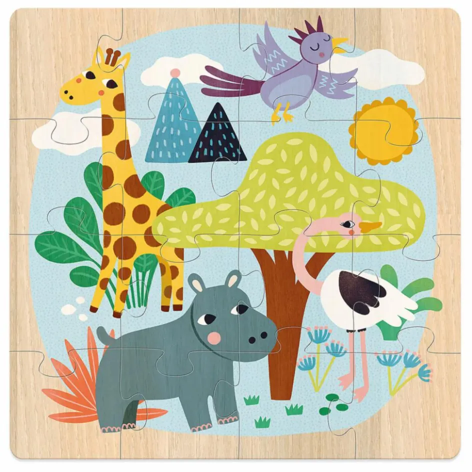 Vilac Puzzles|Jeux Éducatifs*Coffret 3 puzzles Animaux du monde - 16 pièces