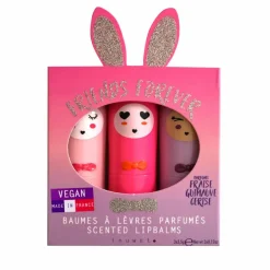 Enfant Inuwet Soins Du Visage|Coffrets*Coffret baumes à lèvres lapin vegan - Set de 3