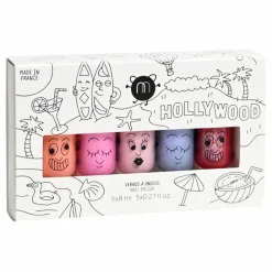 Nailmatic Kids Coffret de 5 vernis à l'eau Hollywood - Gaston, Super, Polly, Bella et Kitty|Enfant Soins Du Corps|Coffrets