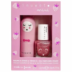 Hot Coffret duo baume à lèvres et vernis à l'eau Fraise Enfant/Femme Soins Du Visage|Coffrets