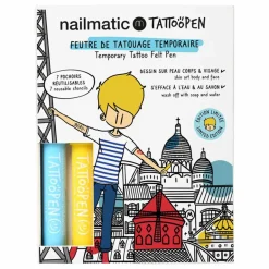 Enfant Nailmatic Kids Soins Du Corps|Coffrets*Coffret duo Tattoopen & Pochoir Réutilisable Paris x JO LITTLE