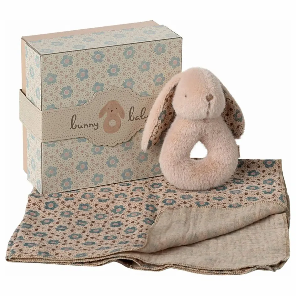 Online Maileg Coffret naissance - Hochet Lapin et lange | Rose poudré