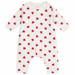 Petit Bateau Bodies, Combinaisons|Premières Tenues*Combinaison Cœurs Coton Ouatiné |