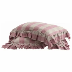 Maison de Vacances Coussins*Coussin à volants en lin lavé Vichy Cottage |