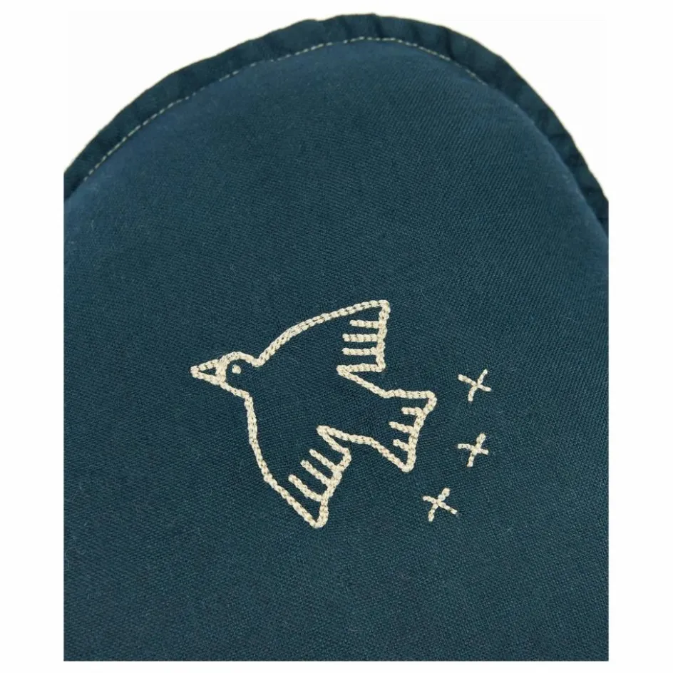 Nobodinoz Coussin Nuage avec broderie Oiseau - Lin Français ||Enfant Coussins|Coussins Enfant