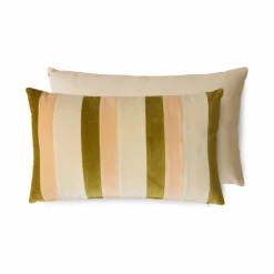 Outlet HKliving Coussin rayé en velours | Crème