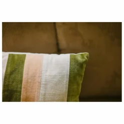 Outlet HKliving Coussin rayé en velours | Crème